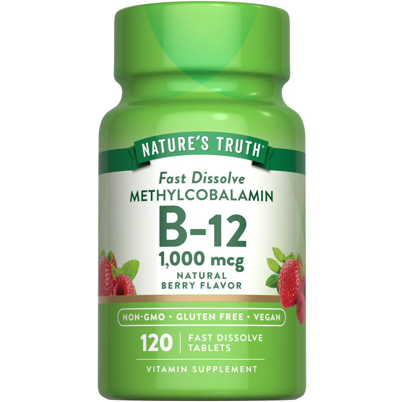Nature's Truth B12 Vitamin Sublingual Tablets | 1000 mcg | 120 Count | Vegan, Non-GMO & Gluten Free