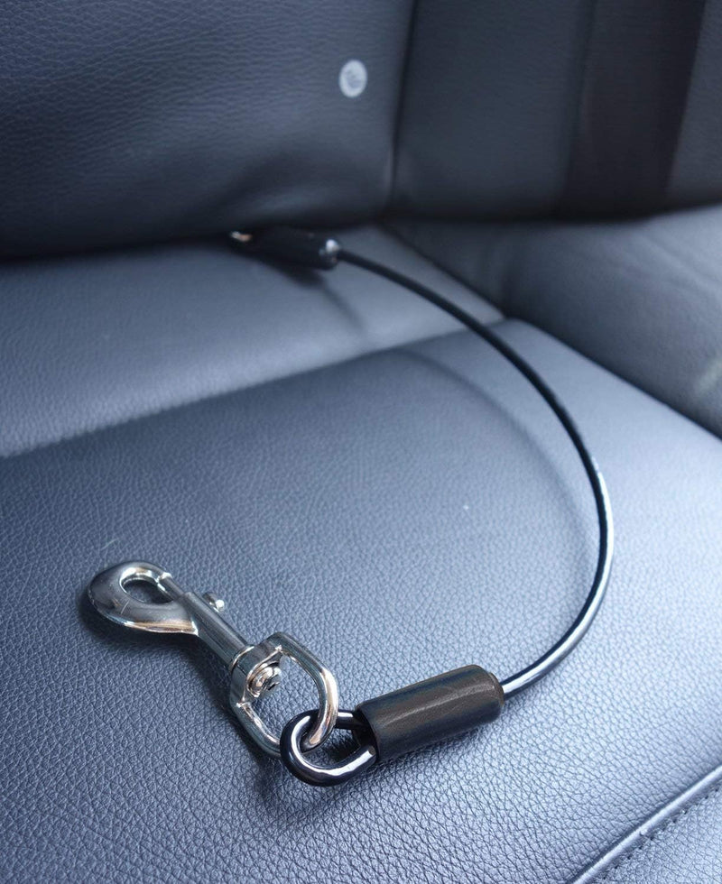 Leash Boss Dog Car Seat Belt Restraint - No-Chew Heavy Duty Car Seatbelt for Pets - 5 Sizes - Coated Steel Rope to Prevent Chewing (21 in) - Dog Seat Belt Tether - Dog Seatbelt for Car Black - 1-Pack 21in - BeesActive Australia