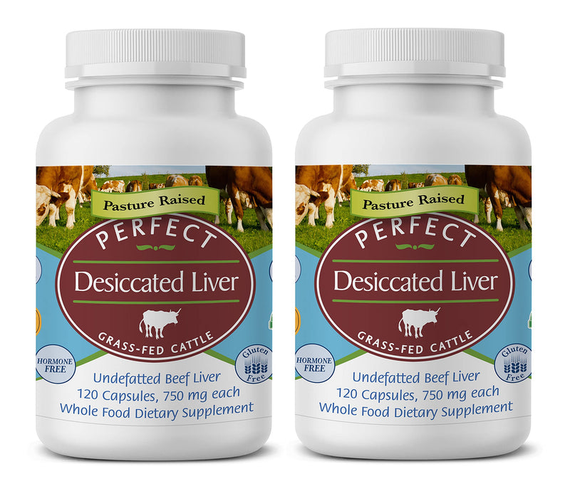Perfect Supplements – Perfect Desiccated Liver – 120 Capsules – Undefatted Beef Liver – Natural Source of Protein, Iron, Vitamins A & B – 2 Pack 2 Count (Pack of 120)