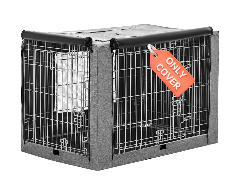 PETSFIT Dog Kennel Cover,36 Inch Crate Cover for Wire Dog Crate， Double Doors, Mesh Window, Flap On The Top and Back is Detachable, Dog Crate Cover Grey 36.5"L x 23.5"W x 25.0"H - BeesActive Australia