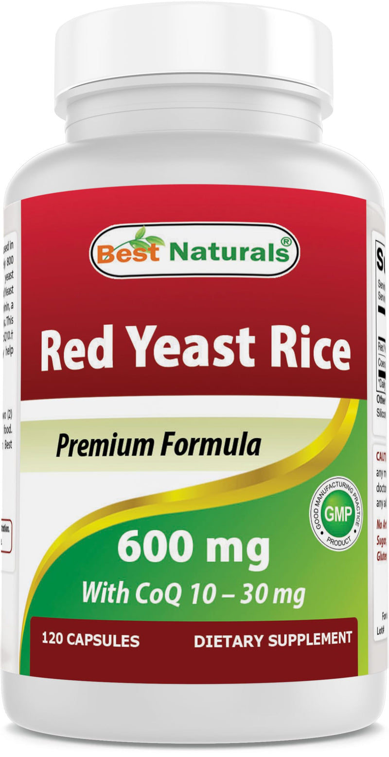 Best Naturals Red Yeast Rice with CoQ10, 120 Capsules - Cardiovascular Formula Contains 600 mg of Red Yeast Rice ans 30 mg of CoQ10 - BeesActive Australia