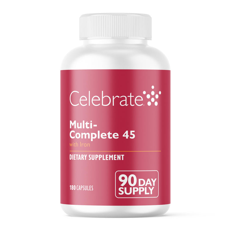 Celebrate Vitamins Multi-Complete 45mg Bariatric Multivitamin with Iron | 180 Veggie Capsules, 90 Day Supply, Easy-to-Swallow Daily Multivitamin for Post-Bariatric Sleeve or Gastric Bypass Routines 180 Count (Pack of 1)