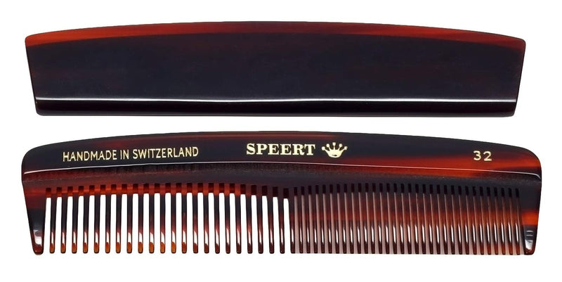 Speert #32 Acetate Tortoise Hairdressing Comb Men Women Thick Thin Curly Straight Hair Slick Styling Handmade in Switzerland Small Brown/Burgundy/Auburn - BeesActive Australia