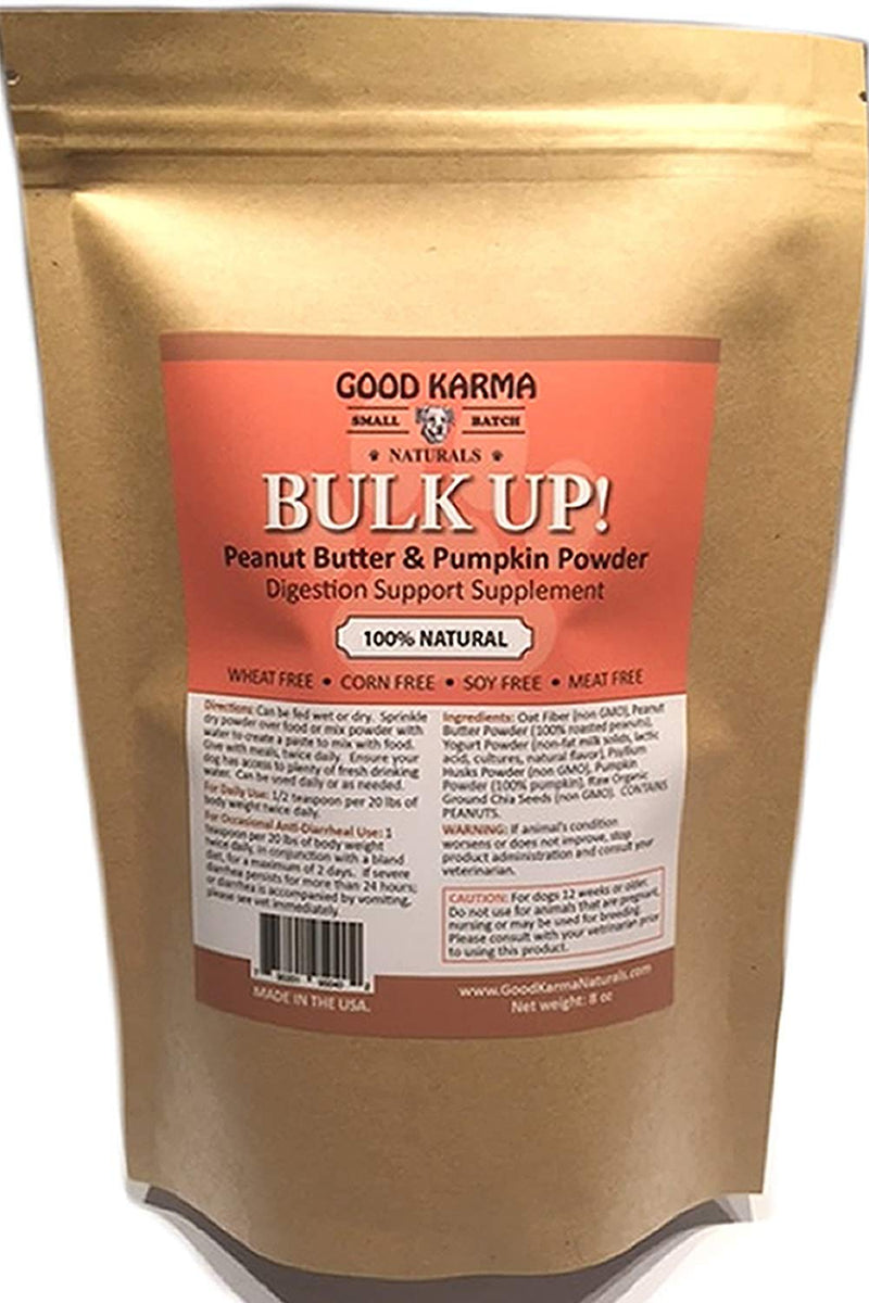All Natural Digestion Support, Diarrhea Relief & Anal Gland Health Supplement for Dogs - Good Karma Naturals Bulk Up 100% Natural Dog Digestive Fiber Pumpkin Powder (8oz Bag) - PawsPlanet Australia