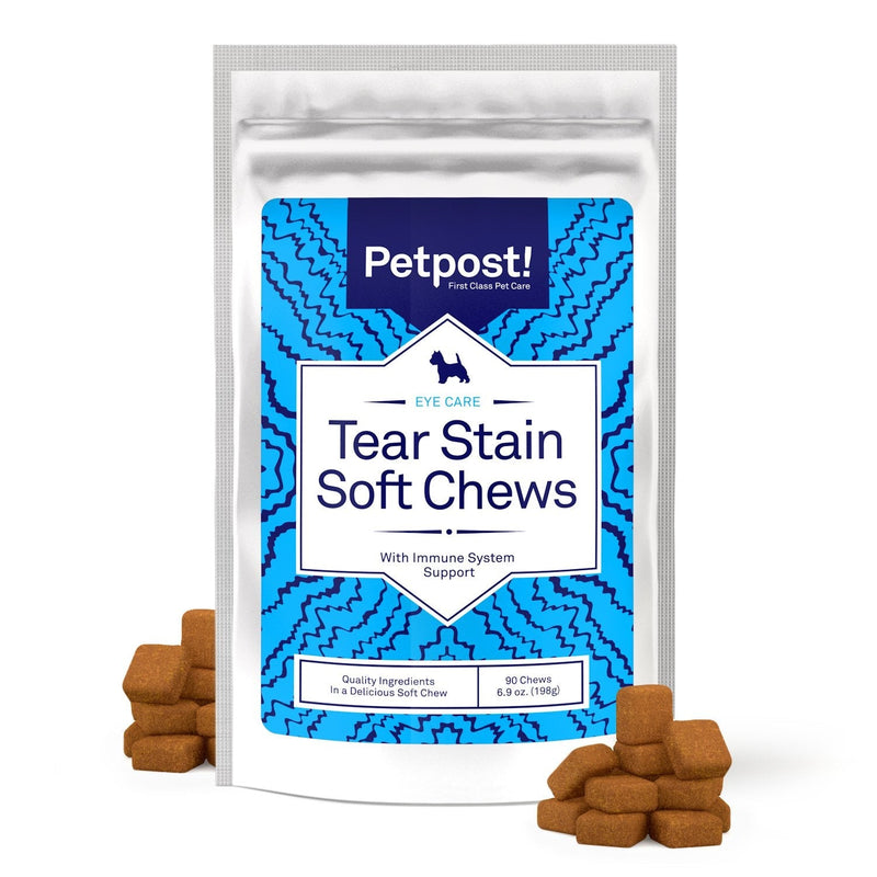Petpost | Tear Stain Remover Soft Chews - Delicious Cheese Treat & Eye Stain Supplement for Dogs - Natural Treatment for Tear Stains on White Fur Angels 90 ct. 6.9 Ounce (Pack of 1) - PawsPlanet Australia