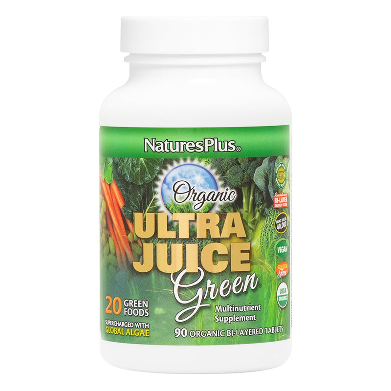 NaturesPlus Ultra Juice Green - 90 Bi-Layered Tablets, Pack of 2 - Supports Immune Health, Digestion & Energy Production - Organic, Non-GMO, Vegan, Gluten Free - 90 Total Servings 90 Count (Pack of 2)