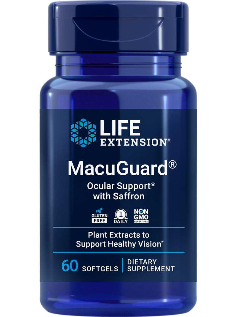 Life Extension MacuGuard Ocular Support with Saffron – Eye Health Supplement for Healthy Vision – with Lutein, Meso-zeaxanthin, zeaxanthin, Saffron – Gluten-Free, Non-GMO – 60 softgels | Eye Health Supplement for Healthy Vision with Lutein, Meso-Zeaxan...