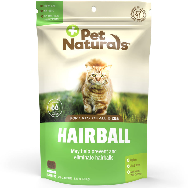Pet Naturals Hairball for Cats with Omega 3, Chicken Flavor, 160 Chews - Can Help Eliminate Hairballs and Manage Excess Shedding - No Corn or Wheat - BeesActive Australia