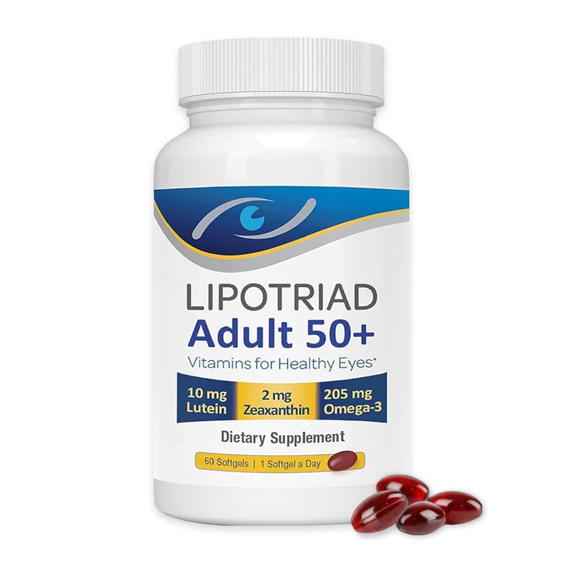 Lipotriad Adult 50+ Eye Vitamin and Mineral Supplement, 60 Softgels | Daily Eye Vitamin with 10 mg Lutein, Zeaxanthin, Omega 3, Vitamin C, E, Zinc & Copper (60-Day Supply) 60 Count (Pack of 1)