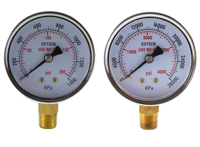 S√úA - Low and High Pressure Gauges for Oxygen Regulator - 2.5 inches (PAIR) 2¬Ω"-High and Low