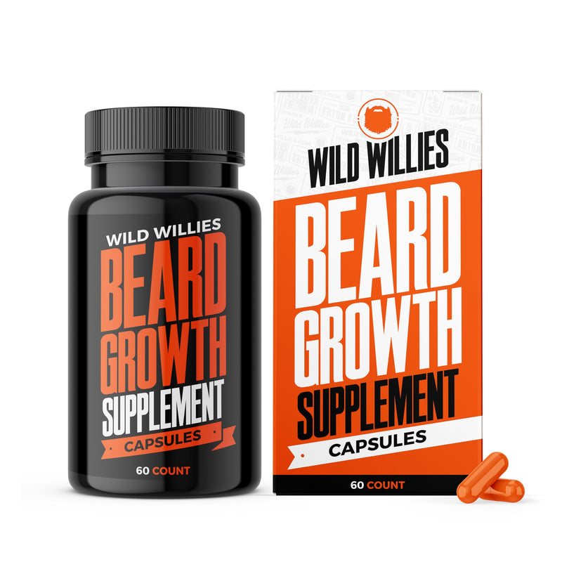 Wild Willies Beard Growth Vitamins - Natural BioSitol ASX Complex Beard Growth Supplements for Men - 60 Capsules Anti Hair Loss Pills - Supplement for Fuller Thicker Beard Support, Prevent Itchiness Beard Growth Supplement