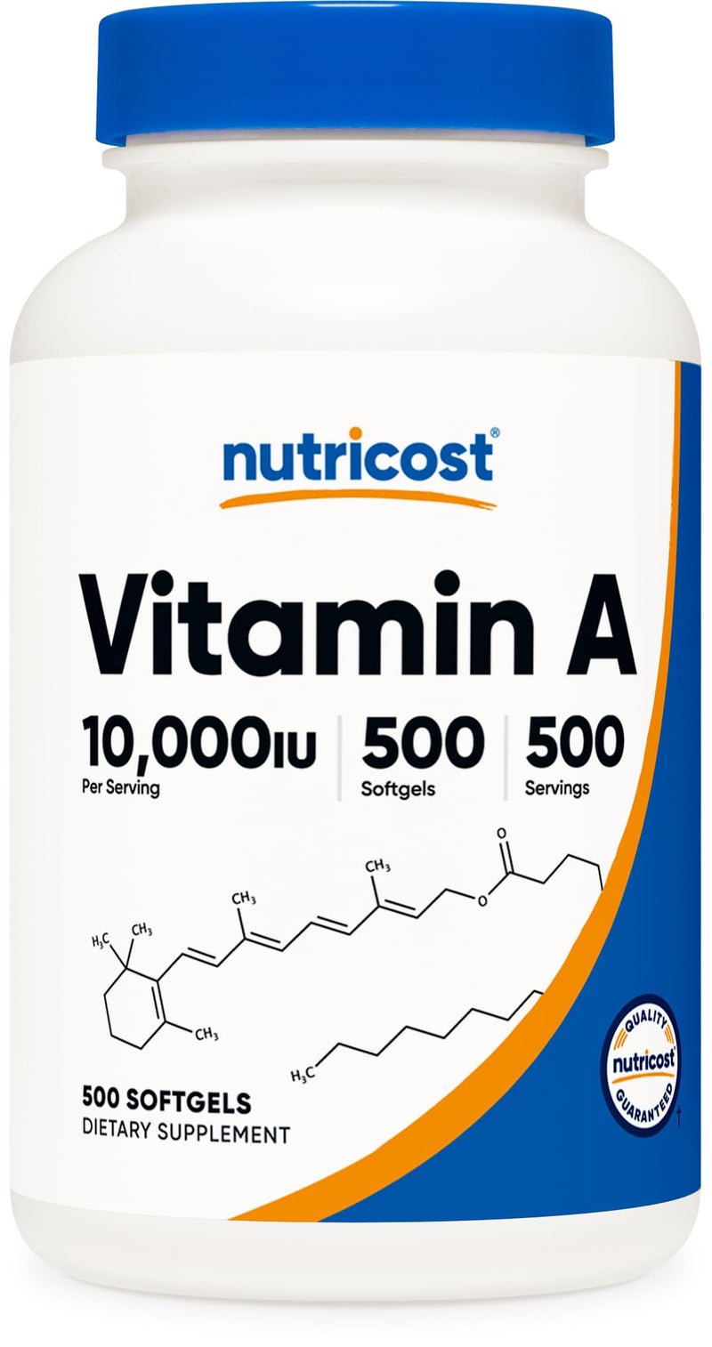 Nutricost Vitamin A 10,000 IU, 500 Softgel Capsules 500 Count (Pack of 1) - BeesActive Australia
