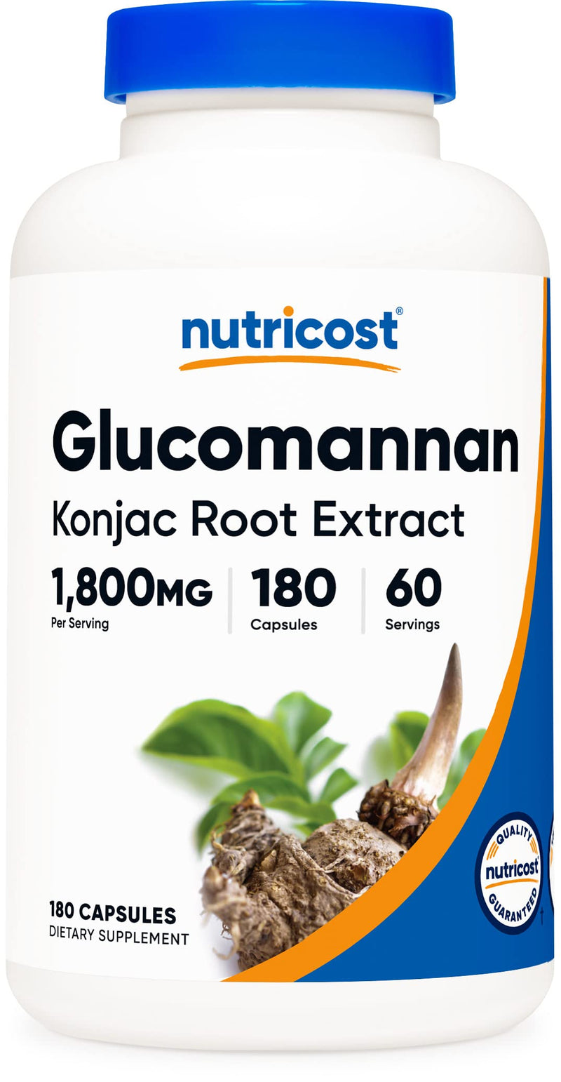 Nutricost Glucomannan 1,800mg Per Serving, 180 Capsules - Natural Fiber Source, Non-GMO, Gluten Free 180 Count (Pack of 1) - BeesActive Australia