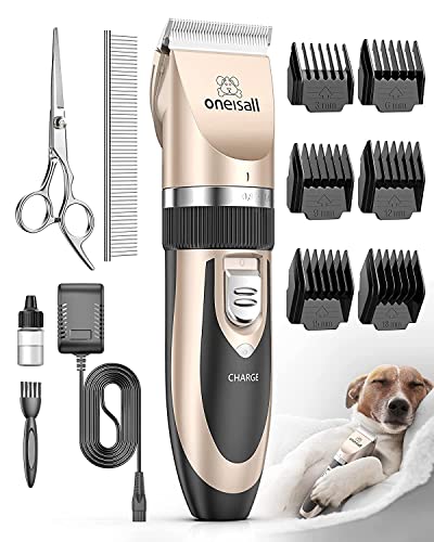 oneisall Low Noise Dog Clippers Grooming Kit for Dogs Cats Pets Gold