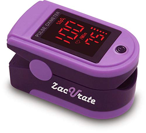 Zacurate Pro Series 500DL Fingertip Pulse Oximeter Blood Oxygen Saturation Monitor with Silicone Cover, Batteries and Lanyard (Mystic Purple) Mystic Purple