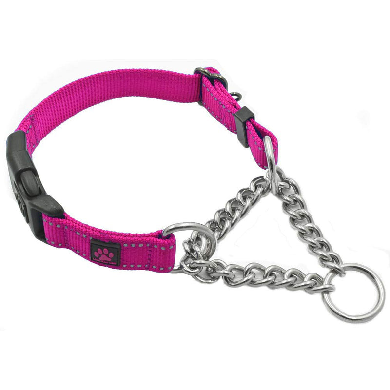 Max and Neo Stainless Steel Chain Martingale Collar - We Donate a Collar to a Dog Rescue for Every Collar Sold (Large, Pink) Large - BeesActive Australia