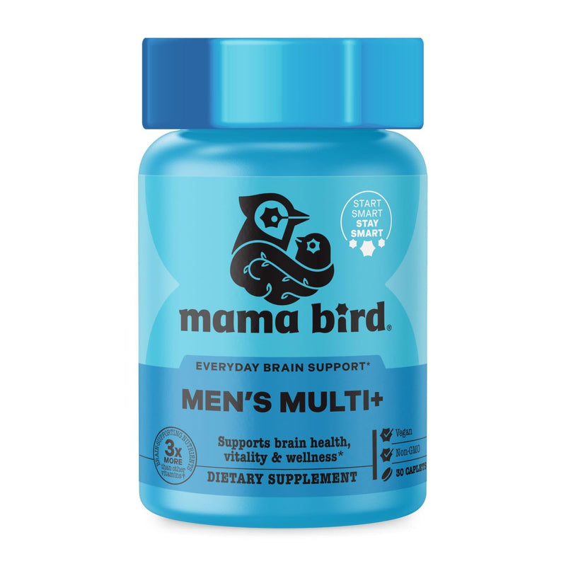 Mama Bird Men's Multi+ (30 Servings) Mens Multivitamins - Methylfolate, Vitamin B6, Vitamin B12 - Organic Antioxidant Blend, Herbs - Non GMO, Third-Party Tested, Vegan & Gluten Free Men's Multi +