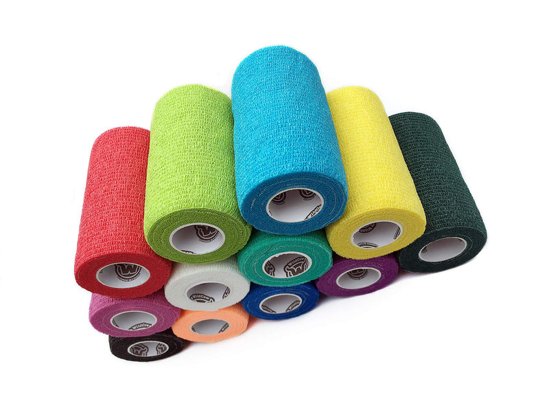 Vet Wrap Bulk Bandage Tape (4 Inch 12 Color Pack), Water Resistant Self Adherent Cohesive Rolls 4 Inch Multi - BeesActive Australia