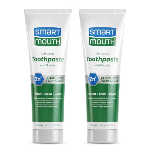 SmartMouth Anti-Cavity + Zinc Toothpaste, 6 oz, 2-Pack 6 Ounce (Pack of 2)