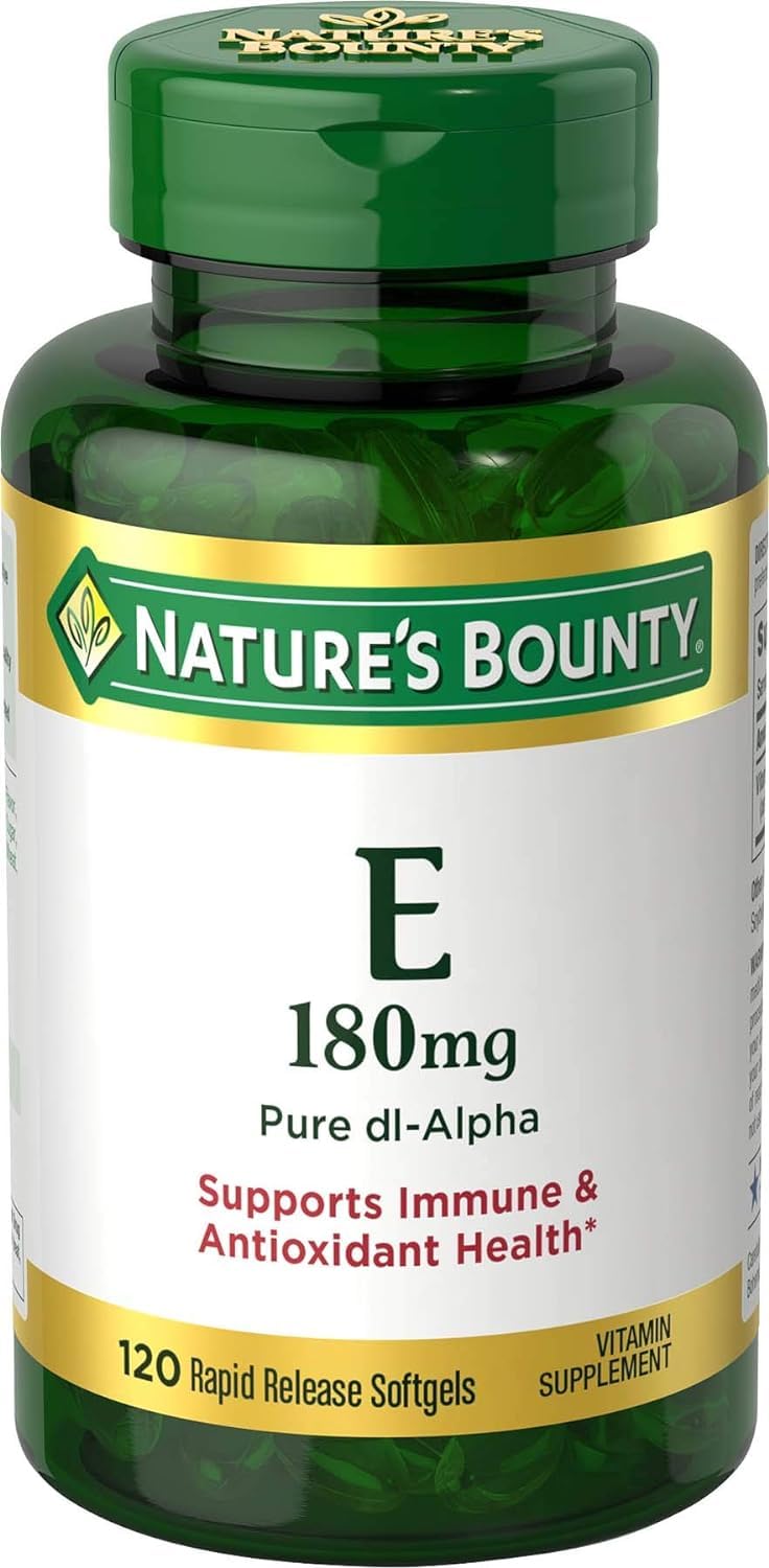 Nature's Bounty Vitamin E 400 IU Softgels Pure DL-Alpha 120 Soft Gels (Pack of 2) 240 Count (Pack of 2)