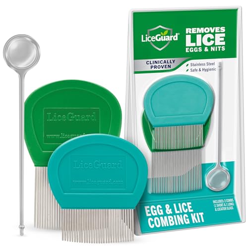 LiceGuard Lice Comb Kit, 2 x Stainless Steel Nit Combs, 1 x Magnifying Pick