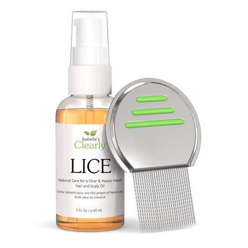 Isabella's Clearly LICE Essential Oil Blend for Hair and Scalp | Natural Care for a Clear and Happy Head with Rosemary, Tea Tree, Cedarwood | No Toxins or Chemicals | Metal Nit Comb Included 2 Ounce