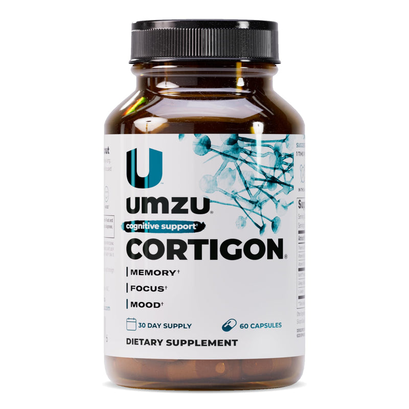 UMZU Cortigon Cortisol Support Supplement, 30 Day Supply | Ginkgo Biloba, Phosphatidylserine, Vitamins B6 and B12, Healthy Stress Response, Mood, Focus and Cognitive Support