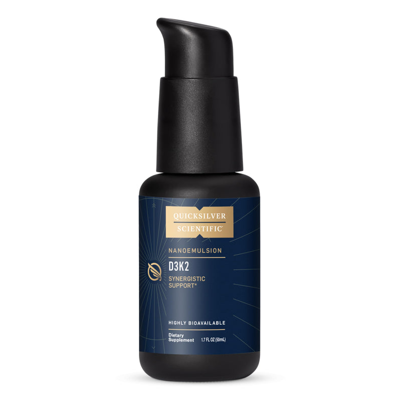 Quicksilver Scientific Nanoemulsified D3K2, 1.7oz / 50ml | Emulsified Liquid Vitamin D3 and K2 MK7 Liposomal Supplement for Heart, Bone Health and Immune Support, Cholecalciferol
