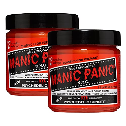 Manic Panic Semi Permanent Orange Hair Dye, Psychedelic Sunset, 4 oz, 2 Pack