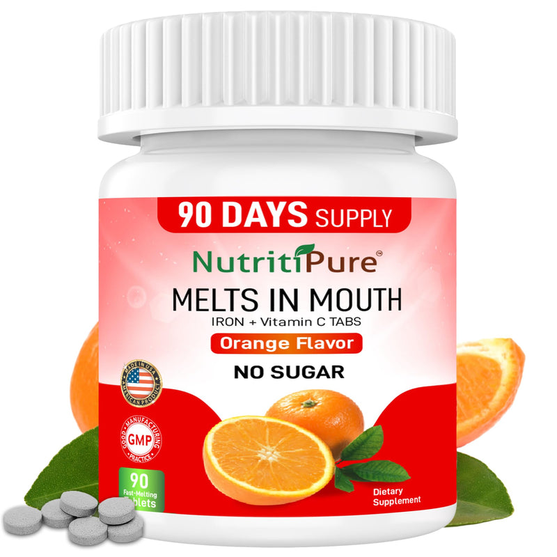 Chewable Iron Supplement for Women/Men(Carbonyl Iron 18 mg with Vitamin C 30 mg) Tablet in Orange Flavor 90 Count (1) 1