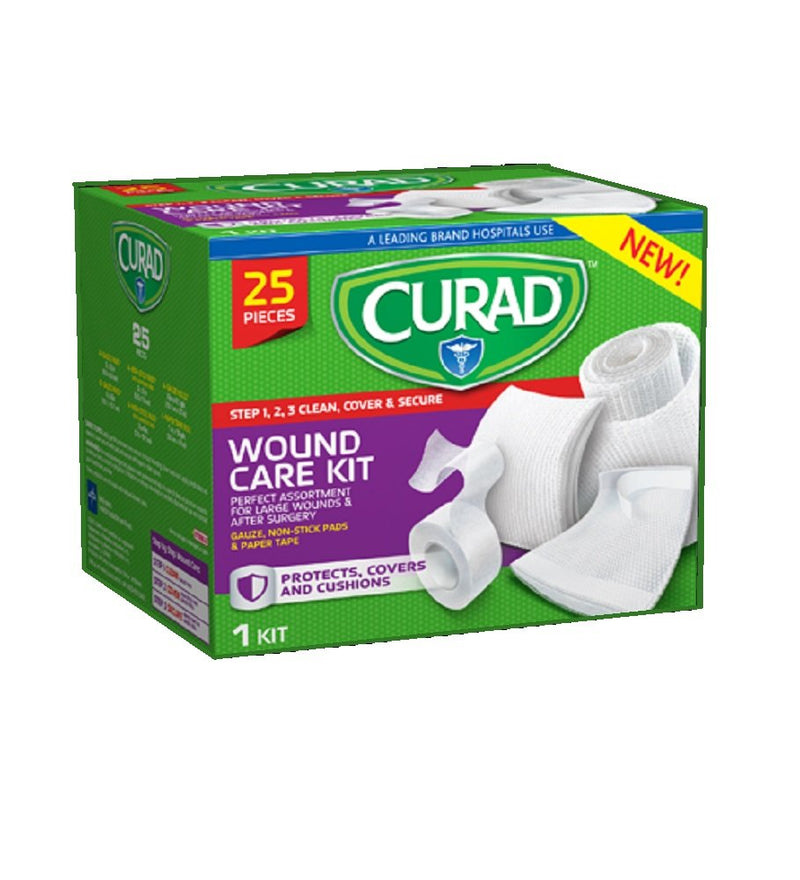 CURAD Wound Care Kit, 25 Count Gauze,Adhesive