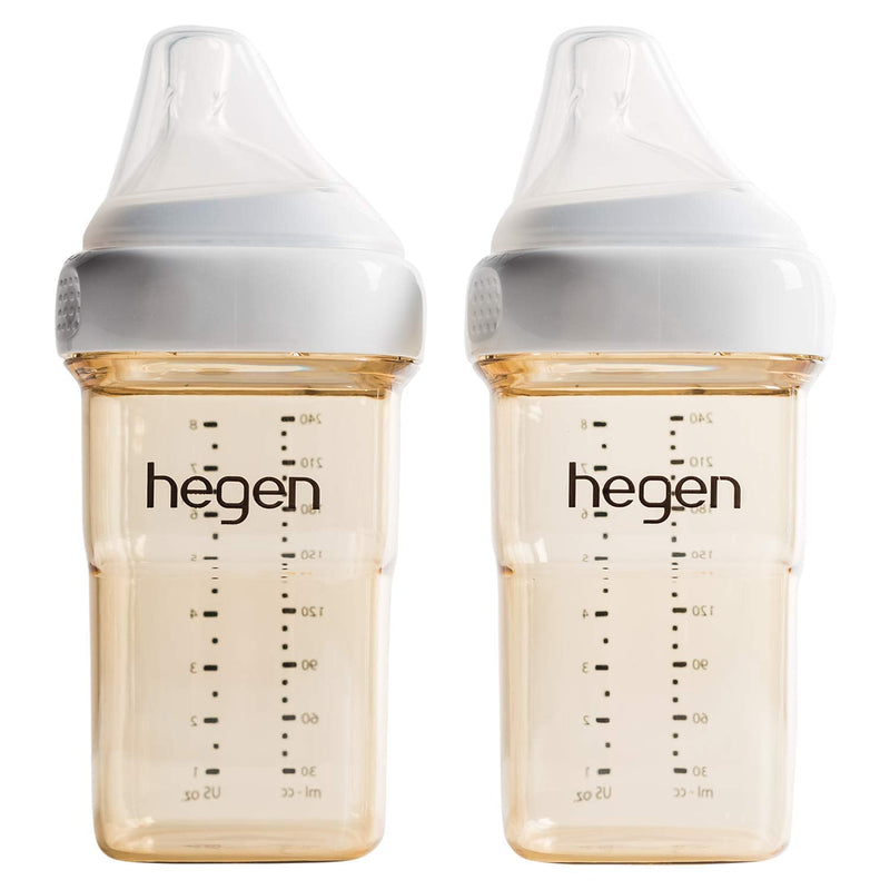 Hegen Baby Bottles – Anti Colic Baby Bottles Wide Neck - Breastfeeding System 8 oz with Medium Flow Teats (2 Pack) 8oz (2 Pack) - BeesActive Australia