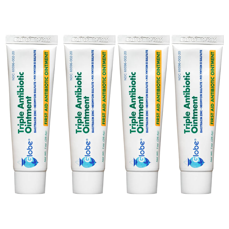 (4 Pack) Globe Triple Antibiotic First Aid Ointment, 1 oz, First Aid Antibiotic Ointment, 24-Hour Infection Protection, Wound Care Treatment for Minor Scrapes, Burns and Cuts - BeesActive Australia