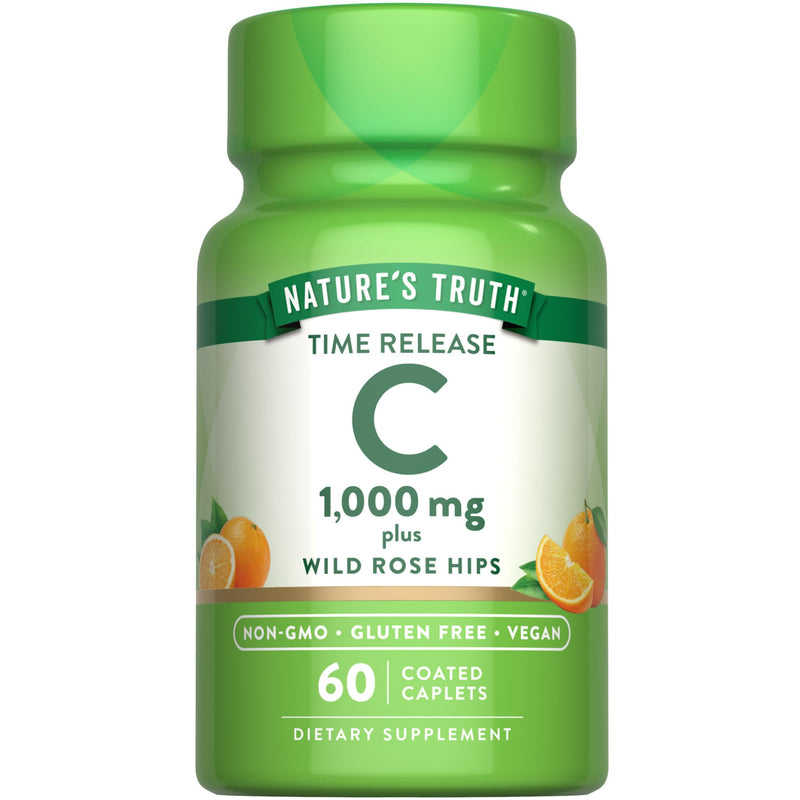 Nature's Truth Vitamin C with Rose Hips 1000mg | 60 Coated Caplets | Vegan, Non-GMO & Gluten Free Supplement Unflavored 60 Count (Pack of 1)