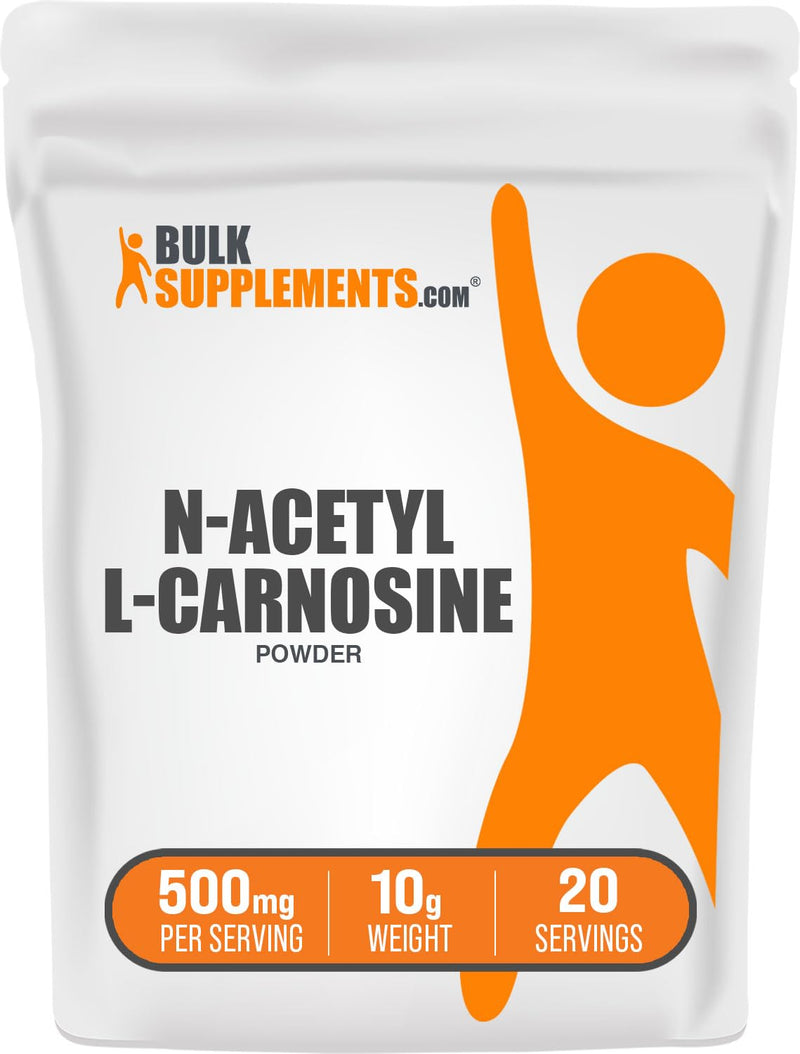 BulkSupplements.com N-Acetyl L-Carnosine Powder - Carnosine Supplement, N-Acetyl Carnosine 500mg - Gluten Free, 500mg per Serving, 10g (0.35 oz) (Pack of 1) 20 Servings (Pack of 1)