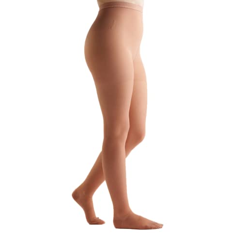 EvoNation Women's Sheer Compression Pantyhose 20-30 mmHg Firm Support Hose Tan Beige Nude Large