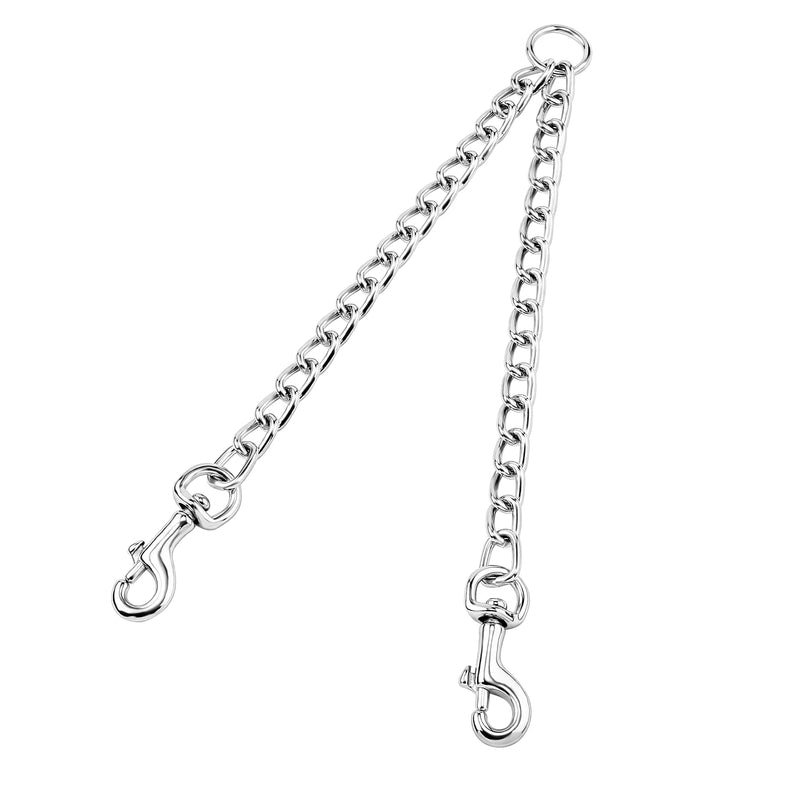 Pettom Heavy Duty 2 Way Dog Lead Metal Chain Double Pet Clip Leash Coupler 360° Swivel No Tangle Double Dog Walking & Training Leash(L 4.0mm*70cm Double Leash, Silver) L 4.0mm*70cm Double leash - BeesActive Australia