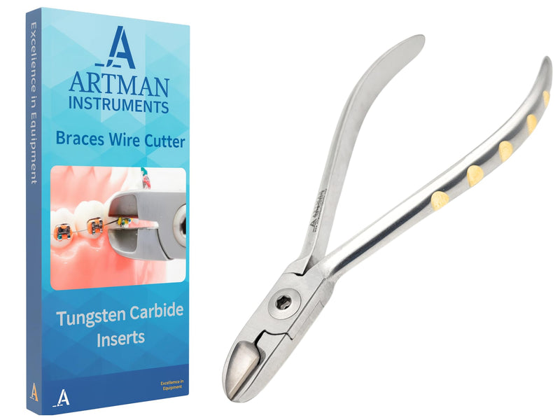 ARTMAN INSTRUMENTS Braces Wire Cutter – Orthodontic Dental Tool Pliers with Tungsten Carbide Inserts, Gold-Plated Handle, Autoclavable, Durable Cutting Edge - BeesActive Australia