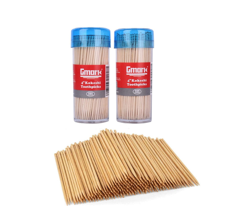 Gmark Premium 4" Kokeshi Toothpicks Skewers 500ct (2 Packs of 250) Extra long toothpicks for appetizers GM1034 4 Inch - BeesActive Australia