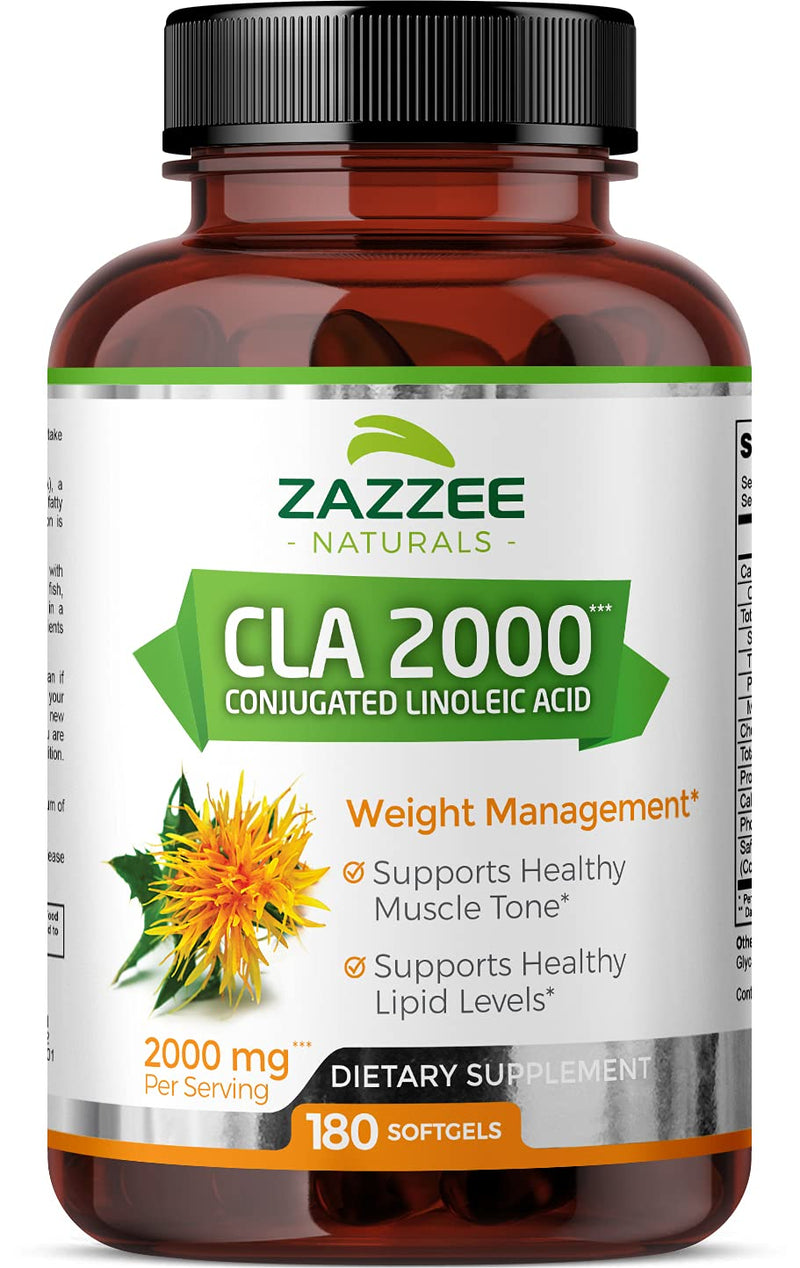 Zazzee Naturals CLA 2000, 180 Softgels, 2000 mg per Serving, Concentrated and Standardized High-Potency Conjugated Linoleic Acid, 60 Day Supply, Lab-Tested, Non-GMO and Made in The USA - BeesActive Australia