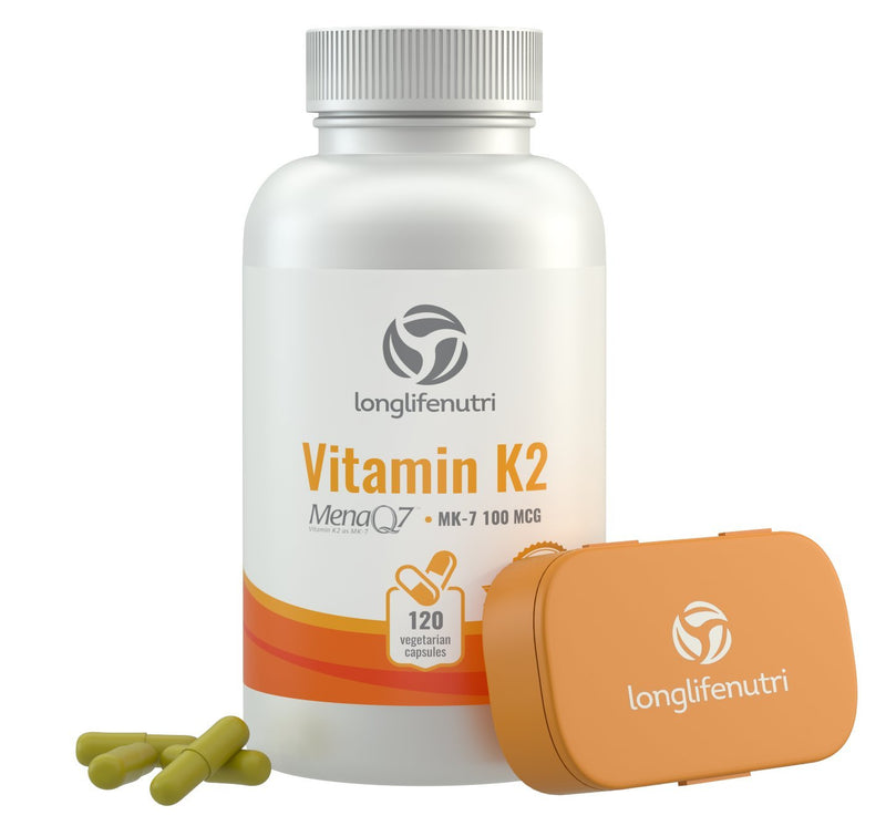 Vitamin K2 MK7 100 Mcg with MenaQ7-120 Veg Caps | from Natto | Heart & Bone Health | Cardiovascular Support | Non-GMO 120 Count (Pack of 1) - BeesActive Australia