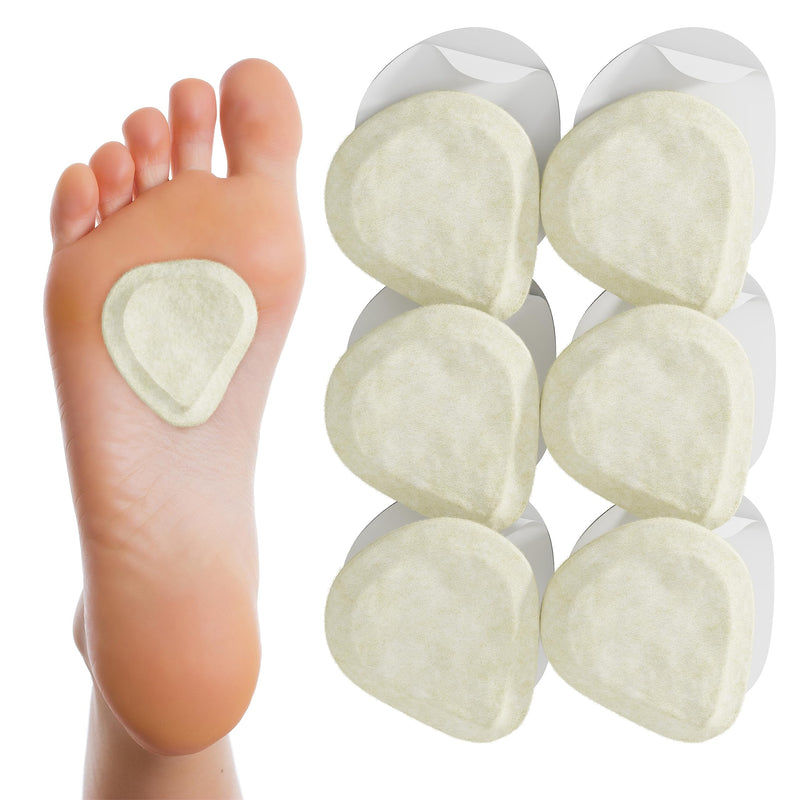 Metatarsal Felt Foot Pad Skived Cut (1/4" Thick) - Made in USA - Felt Metatarsal Pads for Women and Men - Ball of Foot Cushion - 6 Pairs (12 Pieces) 1/4\" Thick