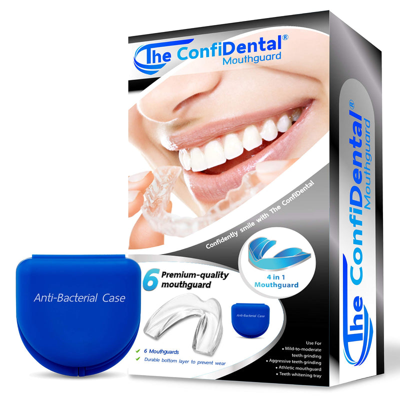 The ConfiDental - Pack of 6 Moldable Mouth Guard for Teeth Grinding Clenching Bruxism, Sport Athletic, Whitening Tray Old Black