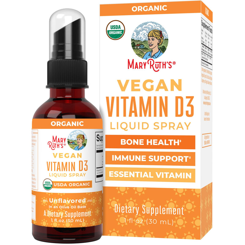 MaryRuth Organic Vitamin D Drops Spray, Adult & Kids Vitamin D, 30 Servings | USDA Organic, Sugar Free, Immune Support for Adults & Kids, Vegan, Gluten Free