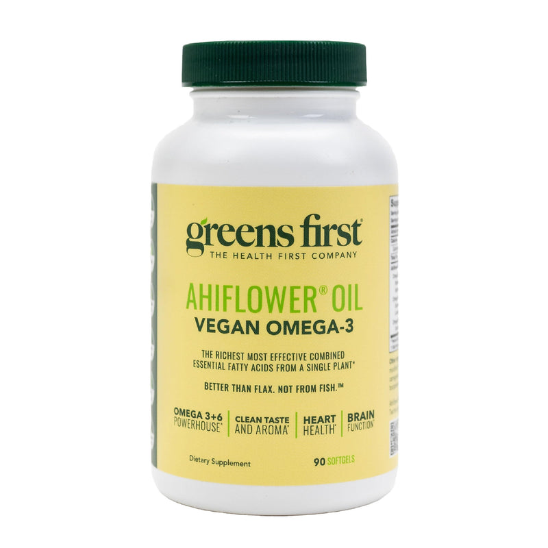 Greens First Ahiflower Oil Plant-Based Omega-3 Supplement, 90 Softgels | Vegan Omega-3, Supports Brain, Immune, Joint & Heart Health, Essential Fatty Acids, Gluten-Free/Dairy-Free/Soy-Free