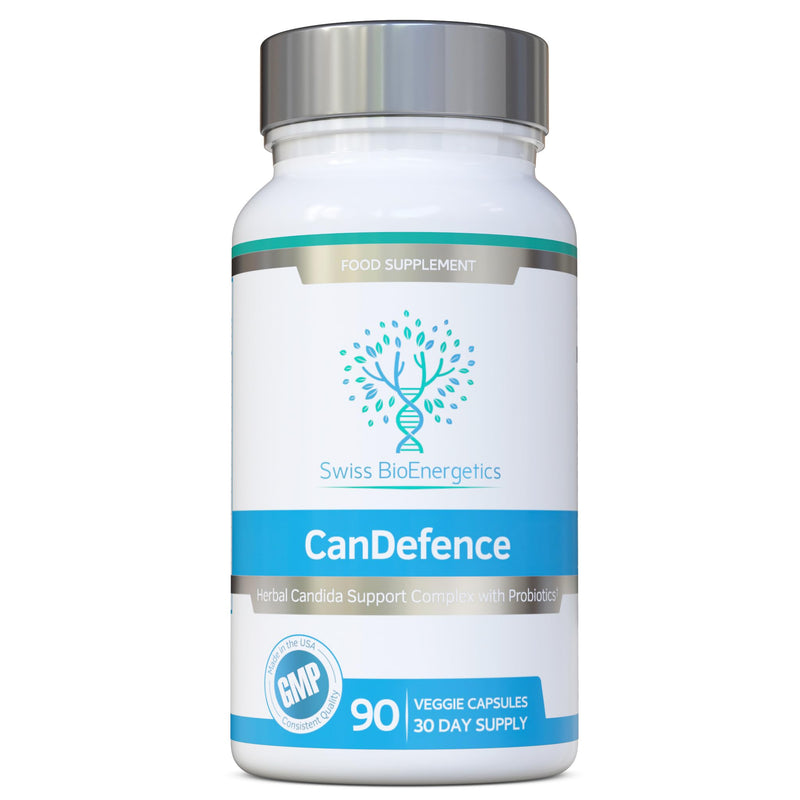 Swiss BioEnergetics CanDefence — Herbal & Probiotic Digestive Support Supplement with Caprylic Acid, Oregano, Garlic, Aloe Vera, Probiotics & Zinc — 90 Vegetarian Capsules, 30 Day Supply