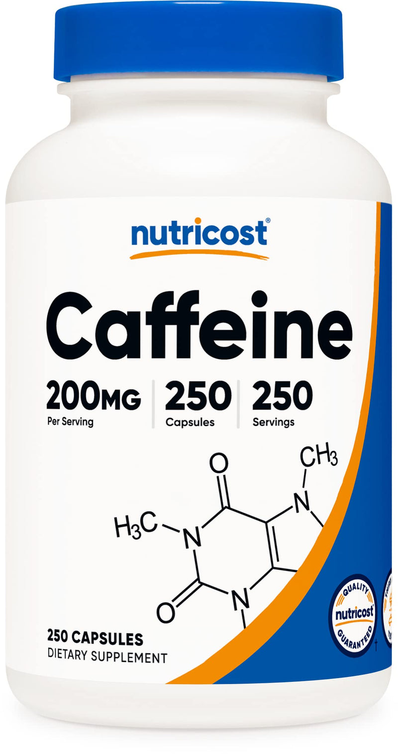Nutricost Caffeine Pills, 200mg Per Serving (250 Caps) 250 Count (Pack of 1) - BeesActive Australia