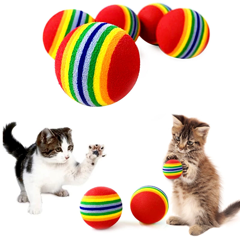 PET SHOW 10pcs 1.38" Red Rainbow Cat Toy Balls Soft EVA Foam Interactive Indoor Kittens Favorite Toys 35mm Dia. Small Dogs Puppies Toy Balls Bulk Activity Chase Quiet Play Sponge Ball 10pcs Red Rainbow - BeesActive Australia
