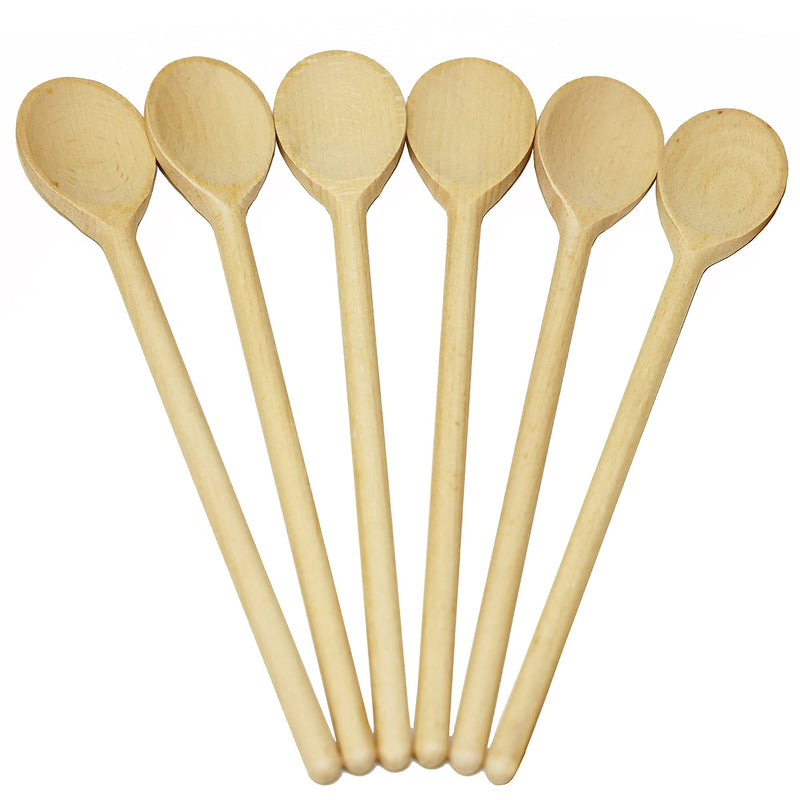 BICB Oval Wooden Spoons for Cooking, Pack of 6 (12-Inch Long) Solid Natural Beechwood Cookware for Stirring, Mixing, Tasting, Serving Food, Craft, Sturdy, Durable, Extra-Strength - BeesActive Australia