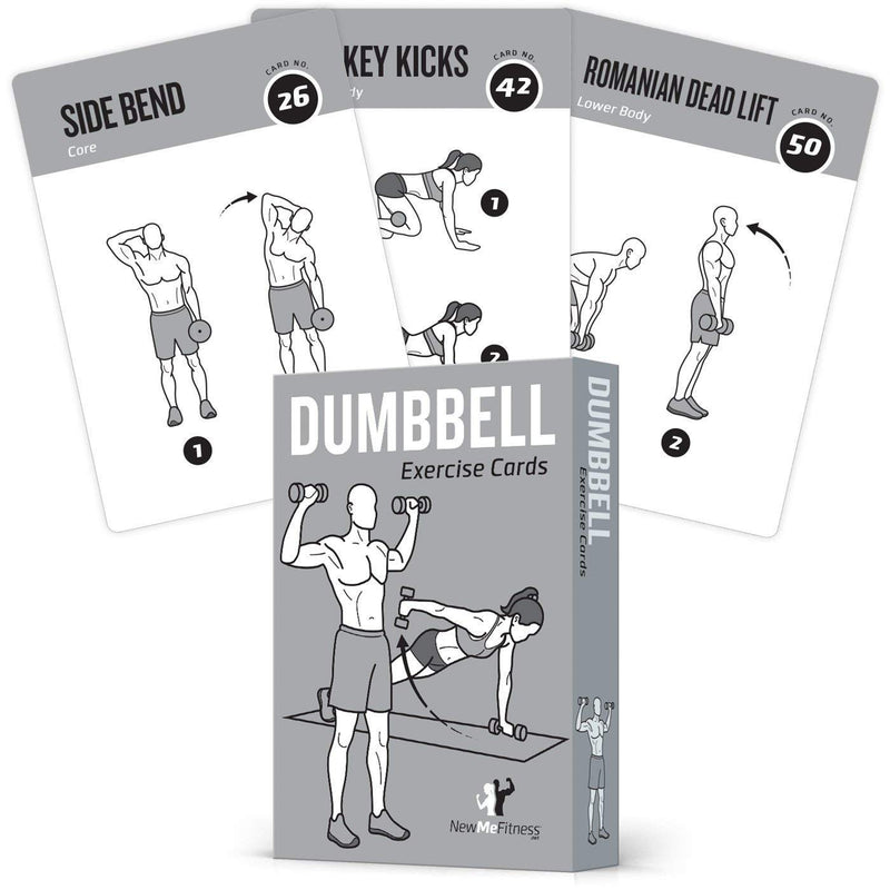 NewMe Fitness Dumbbell Workout Cards, Instructional Fitness Deck for Women & Men, Beginner Fitness Guide to Training Exercises at Home or Gym (Dumbbell, Vol 1) Dumbbell (Vol 1) - BeesActive Australia